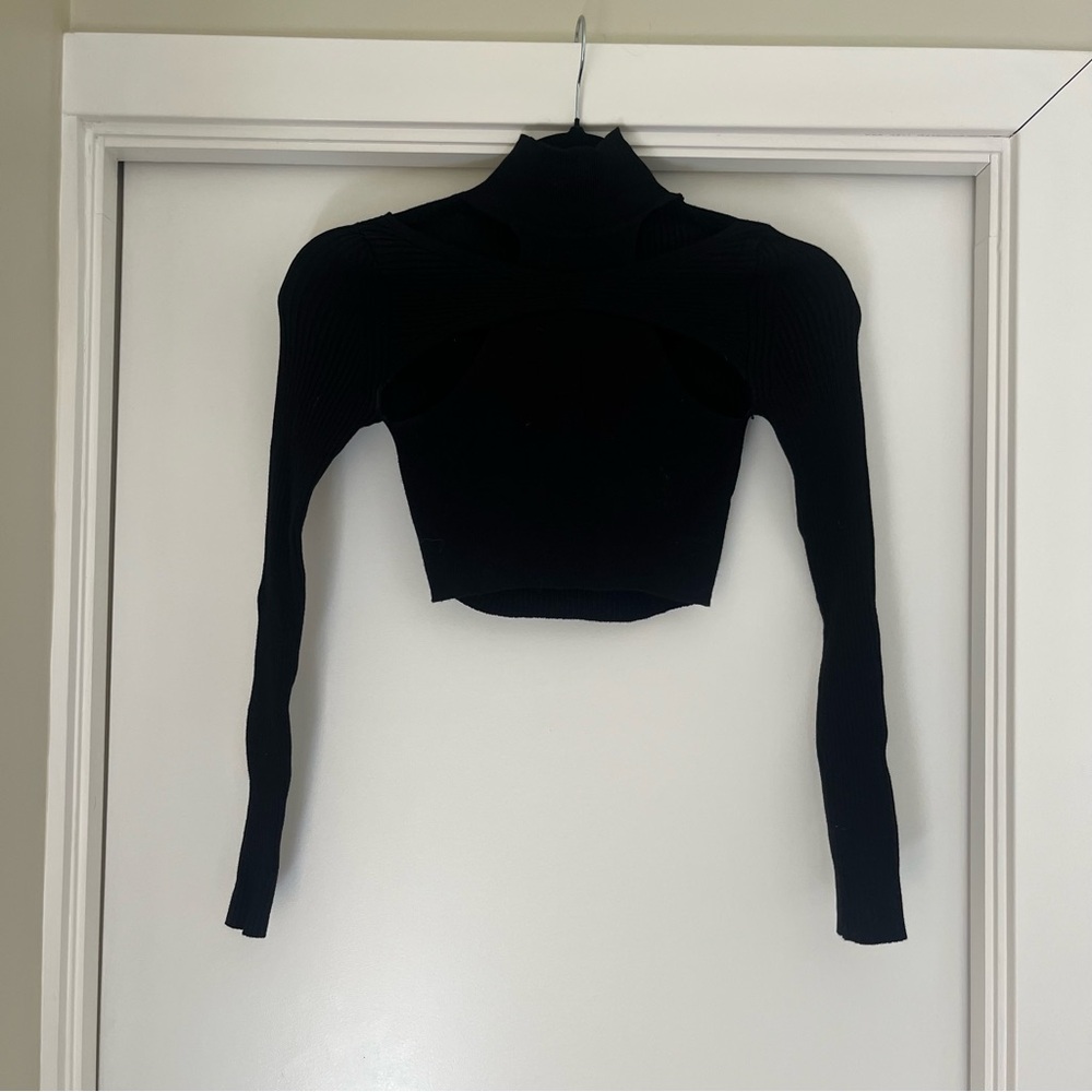 Urban Outfitters Black Cut Out Turtleneck